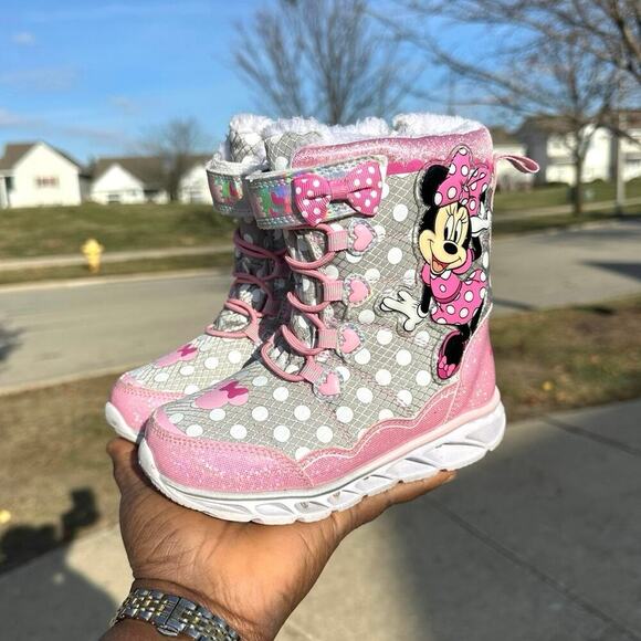 Disney Minnie Mouse Waterproof Girls Snow Boots Size 10 - Picture 9 of 12